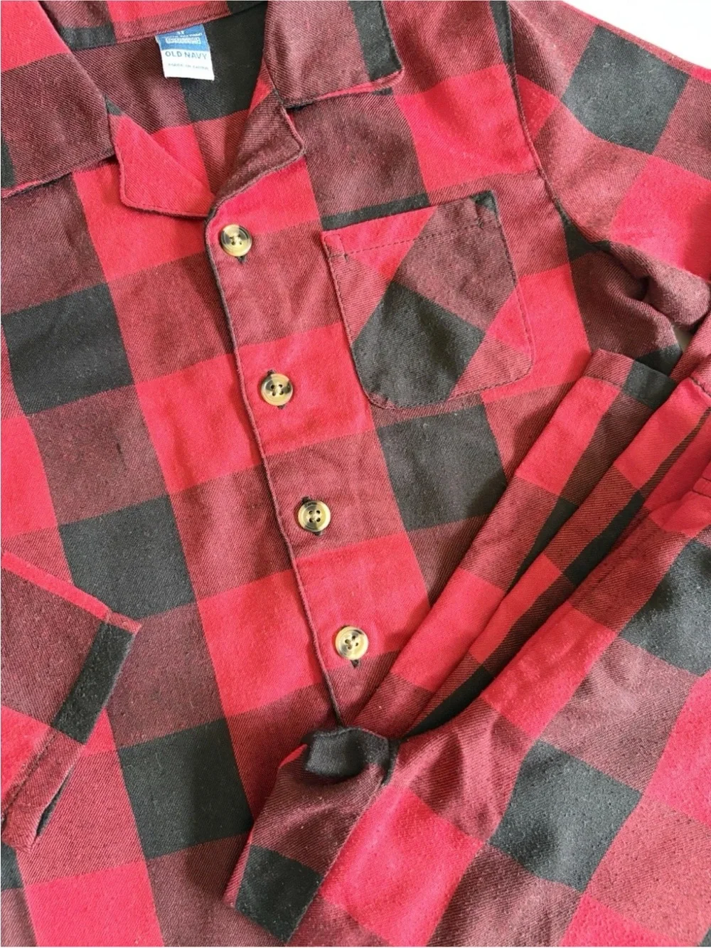 Old Navy Red and Black Buffalo Plaid Kids Pajama Set 3T Matching Family